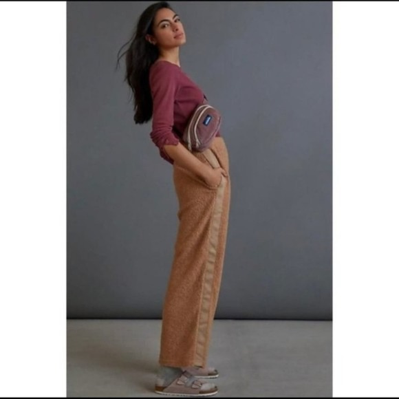 Anthropologie Pants - ANTHROPOLOGIE Saturday/Sunday Victoria Tan Sherpa Wide Leg Pants SHIPS SAME DAY